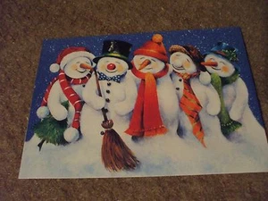 5 Christmas Cards (5 happy snowmen) Tree Free Greetings 7"x5" - Picture 1 of 4