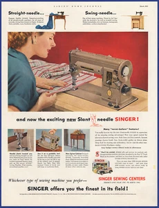 Vintage 1953 SINGER Nähzentren Stores Nähmaschinen 50er Jahre Druckanzeige - Bild 1 von 1