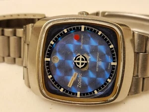 zodiaco vintage astrografico SST automatico blu Dail - Foto 1 di 18