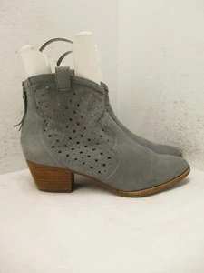 Sam Edelman Gray NuBuck Leather Back Zip Western Ankle Boot Womens Size 8.5 M - Picture 1 of 11