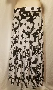 New INC Women's Plus Size 0X Elastic Black & White Floral Print Maxi Long Skirt - Picture 1 of 6