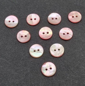 10 rosa Perlmutt 2-Loch-Knöpfe 11 mm / Mother-of-Pearl Button Bouton Nacre A3 - Bild 1 von 3