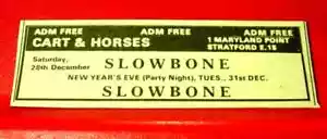 Slowbone London Gig Vintage ORIGINAL 1974 Press/Magazine ADVERT 3.5"x 1" - Imagen 1 de 3