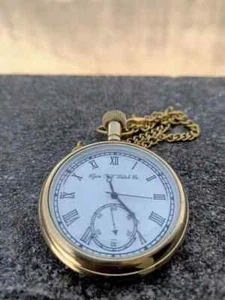 Brass Pocket Watch Nautical Vintage American Elgin Look Collectible Antique 2" - Picture 1 of 6