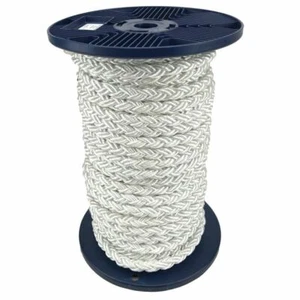 Cuerda de nailon blanca de 8 hilos de 14 mm x 80 m en carrete, ancla, amarre de barco, yate - Imagen 1 de 6