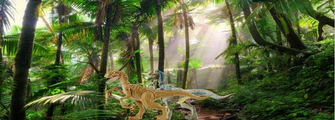 Jurassic Park World Mattel Velociraptor Dinosaur Toy Figure Diorama Backdrop #2 Cover