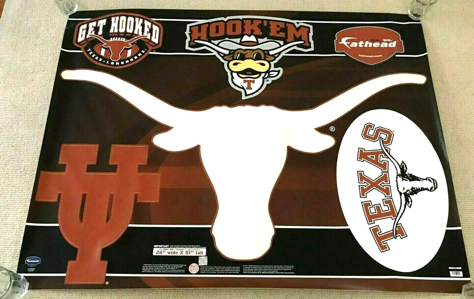 TEXAS LONGHORNS Fútbol NCAA Gráfico Pared Calcomanía Extraíble Real Grande FATHEAD Foto 1 de 4