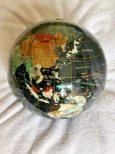 VINTAGE BLACK STONE (ONYX???) WORLD GLOBE - Picture 1 of 5