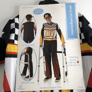 Rennfahrer Anzug Hut Halloween Kostüm Größe M 8/10 adaptiv Neu mit Etikett schwarz rot - Bild 1 von 8