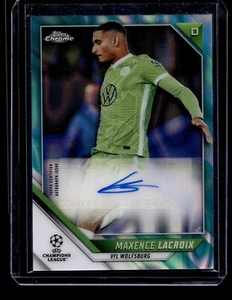 2021-22 Topps Chrome UCL Autographs Maxence Lacroix #CA-MX Aqua Lava Auto - Picture 1 of 2
