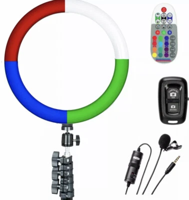 Sunpak - Kit de vlogging de luz de anillo arco iris de 12" con micrófono de solapa BOYA y B... Foto 1 de 3