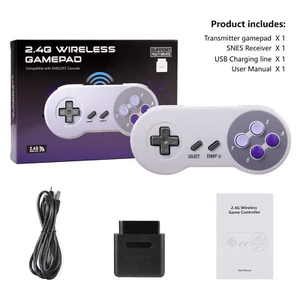 1x/2x 2.4G Wireless SNES Controller Gamepad w/SNES Receiver For SNES SFC Console - Picture 1 of 21