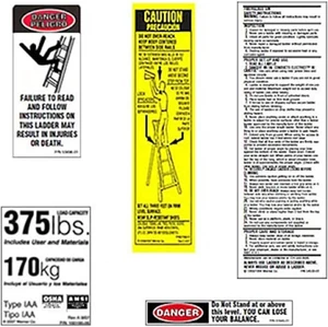 375 LB Fiberglass Step Ladder Label Kits (Pack of 6) - Picture 1 of 1