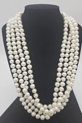 Collar de perlas de agua dulce 100" único hilo sin fin extra largo - vintage Foto 1 de 4