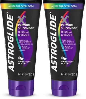 (2) Lubricante Personal Gel Silicona Premium Astroglide X Impermeable 3 Oz Foto 1 de 2