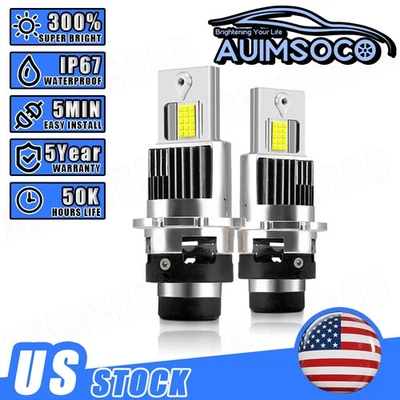 For Cadillac SRX 2010-2016 2Pcs Led Headlights Combo 6000K High Low Beam D2S/D2R - Image 1 of 4