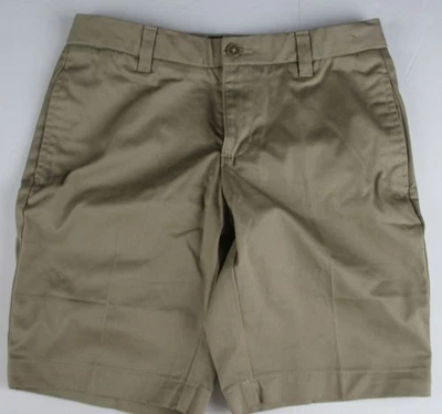 LANDS END Khaki School Uniform Plain Front Chino Shorts Girls 14 NEW - Image 1 of 4