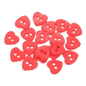 20Pcs 2 Hole 11.5mm Heart Shape Natural Shell Button for Shirt Coats, Red - Picture 1 of 6