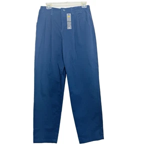 Pantalone Lee donna 8 corto relaxed fit gamba affusolata vita media plissettato davanti blu navy nuovo con etichette - Foto 1 di 13