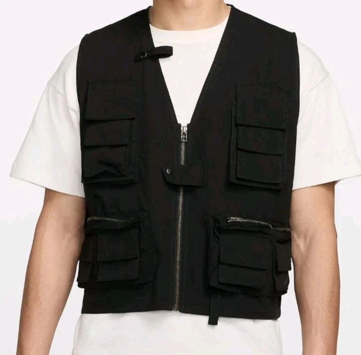 Nike Life Utility Vest Gilet Cargo Black Classic Fit Men's Sz XL (FN3214 010)