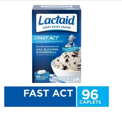 Lactaid Fast Act 96 cápsulas paquetes de viaje alivio de intolerancia a la lactosa Foto 1 de 4