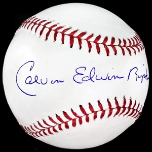 ESCASO Balón de Béisbol Calvin "Cal" Edwin Ripken Jr NOMBRE COMPLETO Firmado OML JSA - Imagen 1 de 4