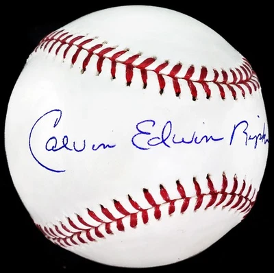SCARCE Calvin "Cal" Edwin Ripken Jr FULL NAME Signed OML Baseball Ball JSA - Image 1 of 4