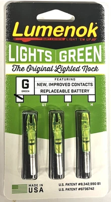 NEW BURTS COYOTE LUMENOK LIGHTED "S" NOCK 3-PK GREEN - Image 1 of 2