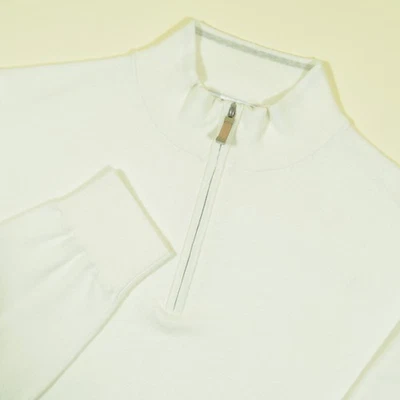 Peter Millar Crest 1/4 Zip Sweater Mens L Ivory Summer Crown Cotton Silk - Image 1 of 4