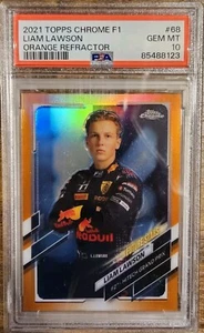 2021 Topps Chrome Formula 1 F1 Liam Lawson #68 Orange 09/25 PSA GEM MINT 10 - Picture 1 of 3