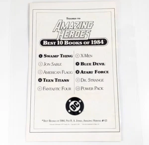Amazing Heroes 1984 Vintage laminiert DC Comics beste Bücher Promo Wandbehang - Bild 1 von 7