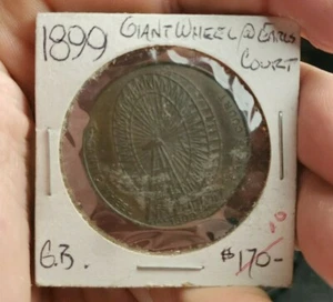 1899 English Brass London Earls Court Giant Wheel Medal Rare - Picture 1 of 4