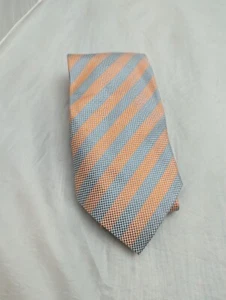 Asprey London silk tie neck tie Striped orange and blue - Picture 1 of 5
