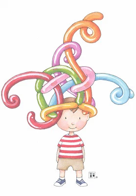 PAPERWORKS Mary Engelbreit-BALLOON HAT BOY-Blank Greeting Card w/Envelope-NEW!