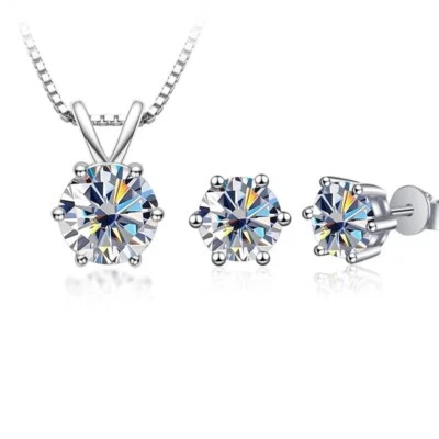 Set di gioielli Moissanite 3CT Collana e orecchini in argento 925 GRA FRY107 - Immagine 1 di 4
