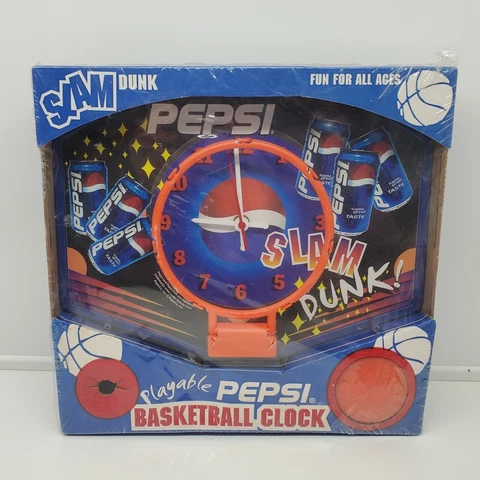 VINTAGE SEALED PEPSI SLAM DUNK BASKETBALL Wall CLOCK (u) Cover
