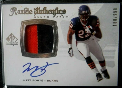 2008 SP Authentic AUTO PATCH Rookie * MATT FORTE * RC #ed/999 Chicago HOF 08 UD - Image 1 of 2