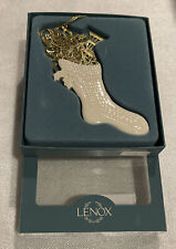 Lenox STOCKING Christmas Ornament Porcelain/Gold Accents 2-Sides Made in USA New