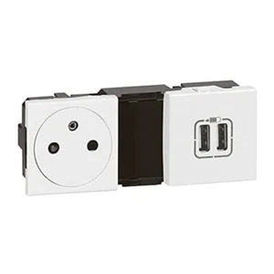 Legrand - Prise de courant Surface + double chargeur USB Type-A Mosaic précâb... - Afbeelding 1 van 1