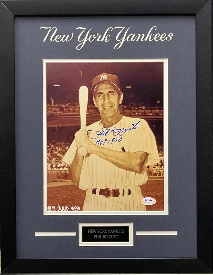 Phil Rizzuto autographed inscribed framed 8x10 photo MLB New York Yankees PSA - Image 1 of 1