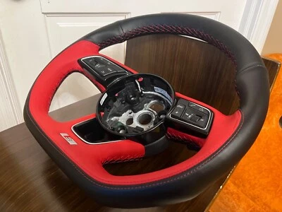 ✅ 2018-2022 OEM Audi A4 A5 S4 S5 Volante Cuero Negro Rojo Personalizado S-Line Foto 1 de 4