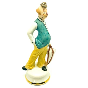Vintage Brinn's Clown Figurine Ceramic Bisque Taiwan Yellow Pants Gold Trim - Picture 1 of 12