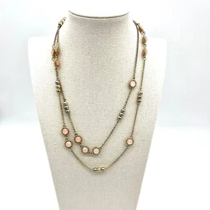 Collana Strati Pietra Rosa Stazione Perline Lunga Moda Gioielli - Foto 1 di 4