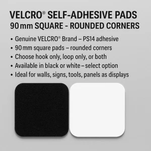 VELCRO® 90mm selbstklebende Pads - abgerundet quadratisch - Haken, Schlaufe oder beides Klett - Bild 1 von 23