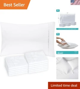 King Size Pillow Cases 12 Pack Microfiber Soft Envelope Closure White Bedding... - Picture 1 of 10