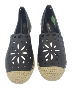 Alexis Leroy Womens Espadrilles Shoes Black Size 9-9.5 Closed Toe Floral Slip On - Picture 1 of 6