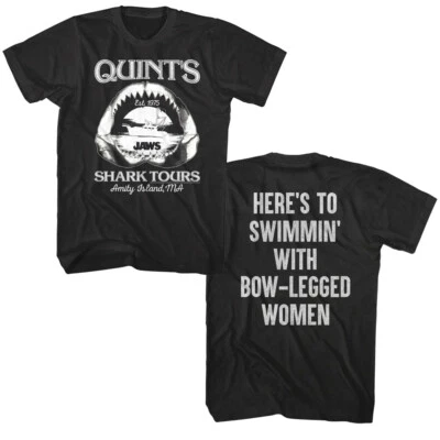 Jaws Quint's Shark Tours Quote Men's T Shirt Swimmin with Bow-Legged Women Amity - image 1 of 4