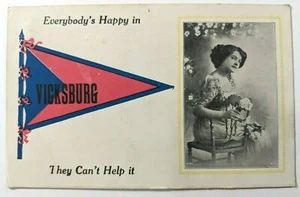 VTG 1913 Postcard Everybodys Happy in Vicksburg They Can't Help It, La Grange IN - Picture 1 of 3