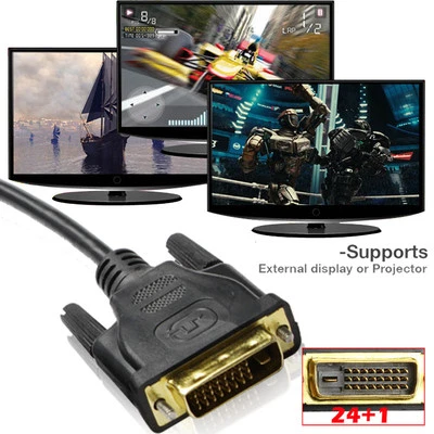  DVI DVI-D Dual Link 24+1 Male to Male Cable Adapter Gold Plated with Ferrites - Image 1 of 4