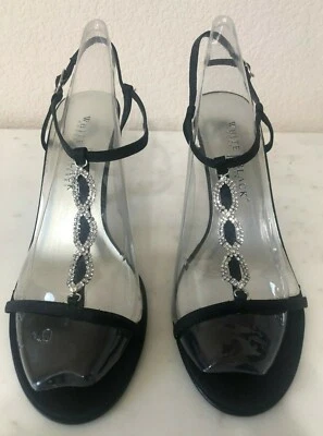 White House Black Market Jeweled Fabric Sandals, Heel Size 10 - Image 1 of 4